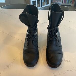Sorel Black Leather Combat Boots